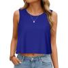 imageWomens Crop Tops Summer Casual Sleeveless Tank Loose Fit Basic ShirtsBlue