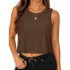 imageWomens Crop Tops Summer Casual Sleeveless Tank Loose Fit Basic ShirtsBrown