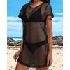imageCHICGAL Womens Bathing Cover Ups Knit Bikini Short Sleeve Swimsuit Coverup Summer Swimwear Hollow Out Beach DressBlack