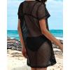 imageCHICGAL Womens Bathing Cover Ups Knit Bikini Short Sleeve Swimsuit Coverup Summer Swimwear Hollow Out Beach DressBlack