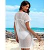imageCHICGAL Womens Bathing Cover Ups Knit Bikini Short Sleeve Swimsuit Coverup Summer Swimwear Hollow Out Beach DressWhite
