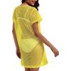 imageCHICGAL Womens Bathing Cover Ups Knit Bikini Short Sleeve Swimsuit Coverup Summer Swimwear Hollow Out Beach DressYellow