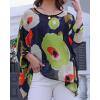 imageCHICGAL Womens Beach Cover ups Chiffon Poncho Tops Batwing Sleeve Casual Loose Fit Summer BlousesGreen Flowers