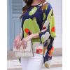 imageCHICGAL Womens Beach Cover ups Chiffon Poncho Tops Batwing Sleeve Casual Loose Fit Summer BlousesGreen Flowers