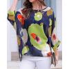 imageCHICGAL Womens Beach Cover ups Chiffon Poncho Tops Batwing Sleeve Casual Loose Fit Summer BlousesGreen Flowers