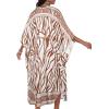 imageCHICGAL Womens Kaftan Dresses Long Caftans Plus Size Batwing Sleeve Swimsuit Coverup V Neck Summer Beach DressBeige Wave Stripes