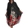 imageCHICGAL Womens Kaftan Dresses Long Caftans Plus Size Batwing Sleeve Swimsuit Coverup V Neck Summer Beach DressBlack Red