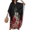 imageCHICGAL Womens Kaftan Dresses Long Caftans Plus Size Batwing Sleeve Swimsuit Coverup V Neck Summer Beach DressBlack Red