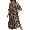 imageCHICGAL Womens Kaftan Dresses Long Caftans Plus Size Batwing Sleeve Swimsuit Coverup V Neck Summer Beach DressBrown Leopard Spots