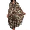 imageCHICGAL Womens Kaftan Dresses Long Caftans Plus Size Batwing Sleeve Swimsuit Coverup V Neck Summer Beach DressBrown Leopard Spots