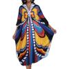imageCHICGAL Womens Kaftan Dresses Long Caftans Plus Size Batwing Sleeve Swimsuit Coverup V Neck Summer Beach DressColorful Butterfly
