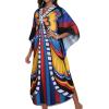 imageCHICGAL Womens Kaftan Dresses Long Caftans Plus Size Batwing Sleeve Swimsuit Coverup V Neck Summer Beach DressColorful Butterfly