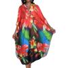 imageCHICGAL Womens Kaftan Dresses Long Caftans Plus Size Batwing Sleeve Swimsuit Coverup V Neck Summer Beach DressColorful Flowers