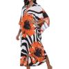 imageCHICGAL Womens Kaftan Dresses Long Caftans Plus Size Batwing Sleeve Swimsuit Coverup V Neck Summer Beach DressOrange Flowers