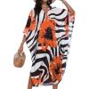 imageCHICGAL Womens Kaftan Dresses Long Caftans Plus Size Batwing Sleeve Swimsuit Coverup V Neck Summer Beach DressOrange Flowers