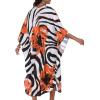imageCHICGAL Womens Kaftan Dresses Long Caftans Plus Size Batwing Sleeve Swimsuit Coverup V Neck Summer Beach DressOrange Flowers