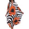 imageCHICGAL Womens Kaftan Dresses Long Caftans Plus Size Batwing Sleeve Swimsuit Coverup V Neck Summer Beach DressOrange Flowers