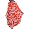 imageCHICGAL Womens Kaftan Dresses Long Caftans Plus Size Batwing Sleeve Swimsuit Coverup V Neck Summer Beach DressRed Flowers