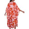imageCHICGAL Womens Kaftan Dresses Long Caftans Plus Size Batwing Sleeve Swimsuit Coverup V Neck Summer Beach DressRed Flowers
