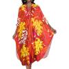 imageCHICGAL Womens Kaftan Dresses Long Caftans Plus Size Batwing Sleeve Swimsuit Coverup V Neck Summer Beach DressTropical Leaves