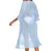 imageCHICGAL Womens Swimsuit Coverup Lace Bathing Suit Cover Up Beach Kimonos Long Cardigan Open Front SwimwearBlue
