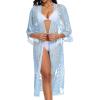 imageCHICGAL Womens Swimsuit Coverup Lace Bathing Suit Cover Up Beach Kimonos Long Cardigan Open Front SwimwearBlue