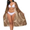 imageCHICGAL Womens Swimsuit Coverup Lace Bathing Suit Cover Up Beach Kimonos Long Cardigan Open Front SwimwearBrown