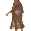imageCHICGAL Womens Swimsuit Coverup Lace Bathing Suit Cover Up Beach Kimonos Long Cardigan Open Front SwimwearBrown