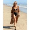imageCHICGAL Womens Swimsuit Coverup Lace Bathing Suit Cover Up Beach Kimonos Long Cardigan Open Front SwimwearBrown
