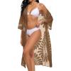 imageCHICGAL Womens Swimsuit Coverup Lace Bathing Suit Cover Up Beach Kimonos Long Cardigan Open Front SwimwearBrown
