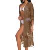 imageCHICGAL Womens Swimsuit Coverup Lace Bathing Suit Cover Up Beach Kimonos Long Cardigan Open Front SwimwearBrown