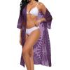 imageCHICGAL Womens Swimsuit Coverup Lace Bathing Suit Cover Up Beach Kimonos Long Cardigan Open Front SwimwearDark Purple