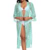 imageCHICGAL Womens Swimsuit Coverup Lace Bathing Suit Cover Up Beach Kimonos Long Cardigan Open Front SwimwearMint Green