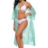 imageCHICGAL Womens Swimsuit Coverup Lace Bathing Suit Cover Up Beach Kimonos Long Cardigan Open Front SwimwearMint Green