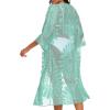 imageCHICGAL Womens Swimsuit Coverup Lace Bathing Suit Cover Up Beach Kimonos Long Cardigan Open Front SwimwearMint Green