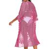 imageCHICGAL Womens Swimsuit Coverup Lace Bathing Suit Cover Up Beach Kimonos Long Cardigan Open Front SwimwearRose Pink