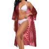 imageCHICGAL Womens Swimsuit Coverup Lace Bathing Suit Cover Up Beach Kimonos Long Cardigan Open Front SwimwearWine Red