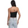 imageTube Top Strapless Mesh Floral Crop Tops Asymmetrical Hem Ruched Bandeau Going Out Summer Sleeveless ShirtsA Solid Black