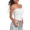 imageTube Top Strapless Mesh Floral Crop Tops Asymmetrical Hem Ruched Bandeau Going Out Summer Sleeveless ShirtsA Solid White