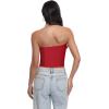 imageTube Top Strapless Mesh Floral Crop Tops Asymmetrical Hem Ruched Bandeau Going Out Summer Sleeveless ShirtsB Solid Red