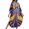 imageCHICGAL Womens Kaftan Dresses Long Caftans Plus Size Batwing Sleeve Swimsuit Coverup V Neck Summer Beach DressColorful Butterfly