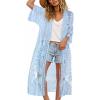 imageCHICGAL Womens Swimsuit Coverup Lace Bathing Suit Cover Up Beach Kimonos Long Cardigan Open Front SwimwearBlue