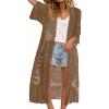 imageCHICGAL Womens Swimsuit Coverup Lace Bathing Suit Cover Up Beach Kimonos Long Cardigan Open Front SwimwearBrown